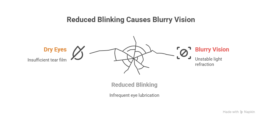 Why does vision get blurry after looking at the screen for long hours? Why does vision get blurry after looking at the screen for long hours?